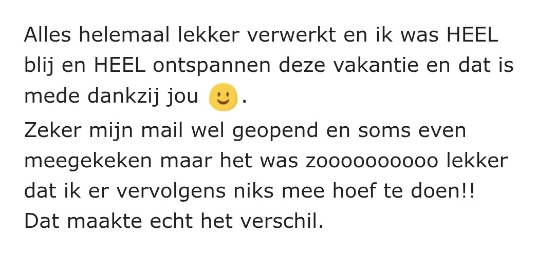 Relaxte vakantie kon alles loslaten - mailboxbeheer